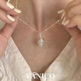 Hangers Eenvoudige Leuke Conch Ketting 925 Sterling Zilver Minimalistische Sierlijke Vlakte Vergulde Zeeslak Wulk Hanger Voor Vrouwen