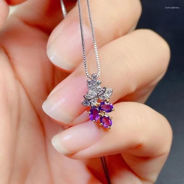 Pendentifs Simple violet améthyste pierre précieuse pendentif pour fille collier fin bonne coupe gemme naturelle cadeau de fête d'anniversaire