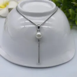 Pendentifs Sinya 925 pur argent bâton pendentif charme naturel collier de perles d'eau douce comprend 18 pouces chaîne bijoux de mode pour les femmes