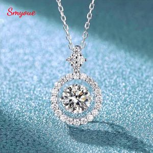 Pendentifs Smyoue 1/0.8 CT Moissanite pendentif pour femmes simulé diamant collier S925 bijoux en argent Sterling fille saint valentin cadeau