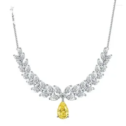 Pendentifs SpringLady industrie lourde luxe 10 16MM jaune diamant goutte d'eau collier pendentif 925 argent collier chaîne bijoux fins