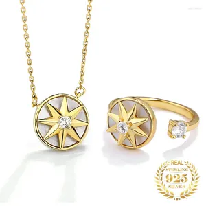 Pendentifs Argent Sterling 925 mode bijoux rotatifs 2024 pendentif coquille ronde créatif Spinner étoile à huit branches collier femmes