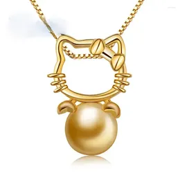 Pendentifs couleur argent Sterling bijoux coquille perle chaton pendentif collier court