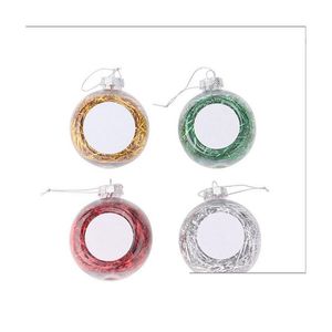 Sublimation 4 couleurs pendentifs transfert de chaleur thermique noël Blnak ornement transparent Floc clair boule en plastique pendentif bricolage Dhztm