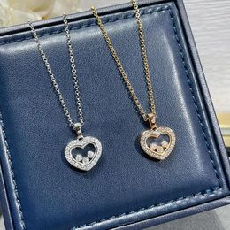 Hangers Zoet Romantisch 925 Sterling Zilver Drie Diamanten Roterend Hart Ketting Voor Dames Eenvoudige Mode Luxe Merk Sieraden Cadeau