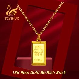 Colgantes TIYINUO auténtico AU750 oro Real 18K Be Rich Bricks colgante collar regalo clásico regalo genuino para mujer joyería fina