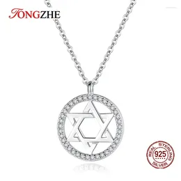 Hangers TONGZHE Joodse Magen Davidster 925 Sterling Zilveren Ketting Vrouwen Mannen Chanoeka Israël Judaïca Hebreeuws Sieraden