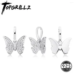 Hangers Topgrillz 925 Sterling Silver Butterfly Pendant Iced Out Cubic Zirconia Hip Hop Fashion Delicate Sieraden Gift Women