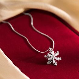 Pendants Pendants Toyoosky S925 Collier en argent sterling avec diamants et flocons de neige de Noël devenant un cadeau de collier créatif frais