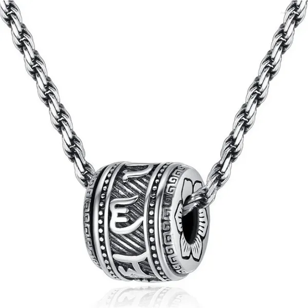 Pendentifs Trensy argent 925 chaîne collier pour hommes bijoux ethnique bouddhisme Sutra pendentif mâle tour de cou accessoires sur le cou cadeau