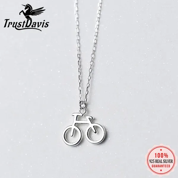 Pendentifs TrustDavis 925 bijoux en argent massif vélo vélo pendentif mode collier fille amie cadeau d'anniversaire dame DS1271