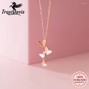 Pendentifs TrustDavis authentique 925 en argent Sterling mode doux papillon pendentif collier pour les femmes fête de mariage S925 bijoux DB1260