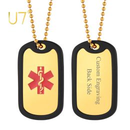 Pendants U7 Bijoux d'alerte médicale personnalisée Men des femmes Femmes Email Message personnalisé Message Gravé Medic Tags Pendent