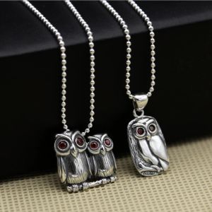 Pendants Unibabe S925 Sterling Silver Creative Fashion Owl Pendentif For Women Thai Silver Exquis Owls Pendant For Girl Jewelry