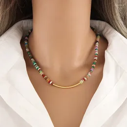 Pendentifs uniques pierres colorées naturelles colliers ras du cou simples femmes collier de perles collier Bijoux de créateur Bijoux