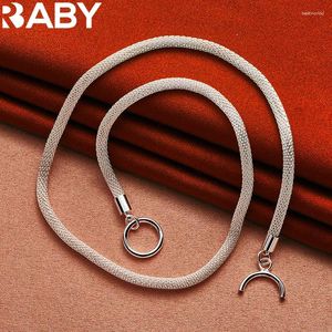 Colgantes URBABY 925 Plata de Ley 4mm collar de cadena de malla tejida para mujer hombre moda accesorios de fiesta de boda dijes joyería
