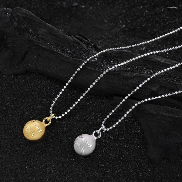 Pendants Ventfille 925 Collier de perles circulaires en argent pour femmes Girl Gift Flating Lettre Bonne chance couple