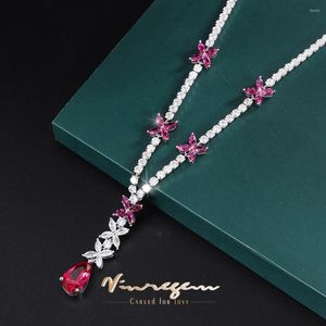 Pendentifs Vinregem 9 14MM poire laboratoire créé rubis haute teneur en carbone diamant pierre précieuse luxe pendentif collier pour femmes cadeau bijoux fins en gros