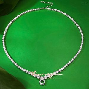 Colgantes Vinregem Lab creado gemas de zafiro collares de cadena de tenis compatibles con colgante joyería de plata de ley 925