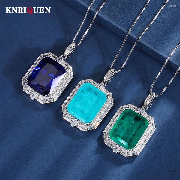 Pendentifs Vintage 16 20mm émeraude saphir Paraiba Tourmaline pendentif collier pour femmes pierres précieuses laboratoire diamant Cocktail fête bijoux fins