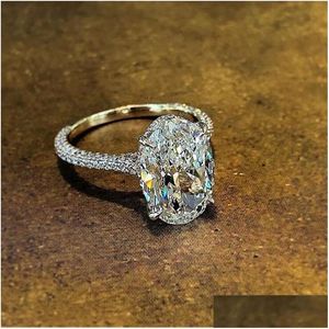 Hangers vintage ovaal gesneden 4ct lab diamant belofte ring 100% reëel 925 sterling sier verlovingsband ringen voor dames sieraden d dhlyf