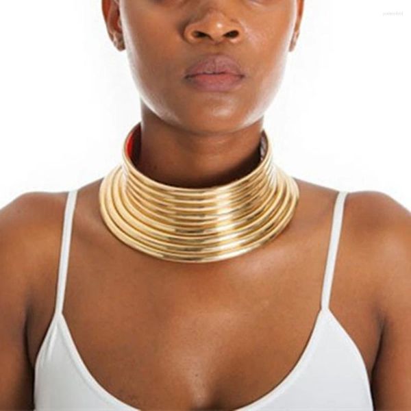 Colgantes Vintage declaración África gargantilla Collar mujeres Color oro Collar de cuero Maxi joyería africana gargantillas ajustables grandes