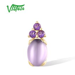 Pendants Vistoso Pure 14k 585 Costeo de oro amarillo para mujeres Amethyst Simple Oval Wedding Party Difts Joy de joyería Fina hecha a mano