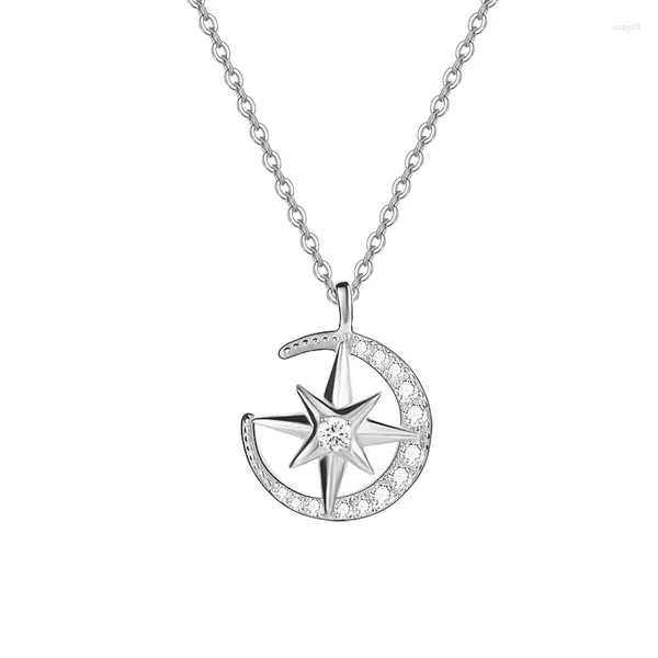 Colgantes Vonmoos Lady 925 Collar de plata colgante de estrella del océano cadena de circón de lujo para mujer joyería elegante regalo de vacaciones de cumpleaños