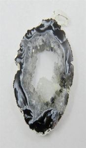 Pendentifs WholeBOROSA Agates brésiliennes Geode Druzy tranche galvanisée couleur argent bordé Drusy usine conception experte 284E6157059