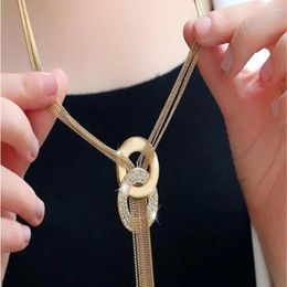 Hangers Groothandel 2024 Joker Tassels Long Sweater Power Necklace Women Pendant Decoratie Crystal Accessoires Choker Chain