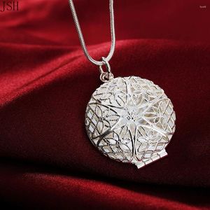 Pendentifs en gros 925 en argent Sterling collier élégant mode Po cadre bijoux charme femmes Noble rond pendentif chaîne