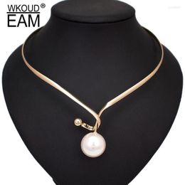 Pendants Wkoud Eam 2022 Diseño de moda Collar de cadena de metal de perla para mujeres Tide de joyería de boda de gargantilla corta PF0792519