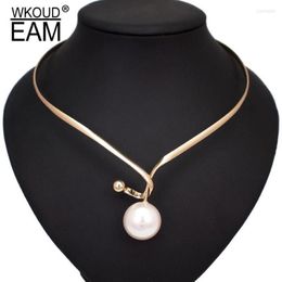 Pendants Wkoud Eam 2022 Diseño de moda Collar de cadena de metal de perla para mujeres Tide de joyería de boda de gargantilla de moda PF079266R