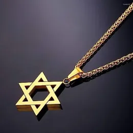 Hangers YILUOCD Davidster Beschermende Amulet Ketting Judaïca Israël Religieuze Kettingen Voor Mannen Roestvrij Staal Bovennatuurlijke Sieraden