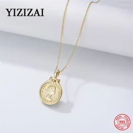 Pendants Yizizai 925 Sterling Silver Punk Gold Portrait Portrait Collier Pendant pour femmes Chaîne de liaison Chaucher Gothtique Jewelry