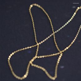 Hangers YUNLI Echte 9K Gouden Ketting Klassieke Eenvoudige O Ontwerp Pure AU375 Voor Vrouwen Fijne Sieraden Gift