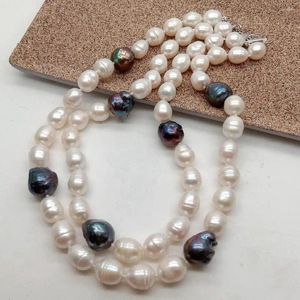 Pendentifs YYGEM 2 rangées 14mm riz blanc perle d'eau douce nucléée Flameball collier ras du cou baroque pour bijoux de luxe pour femmes