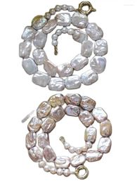 Colgantes Z12966 Lustre 18 "18 mm blanco lavanda cuadrado moneda collar de perlas redondas