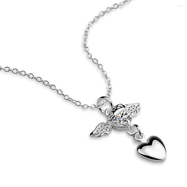 Pendentifs Ziqiudie 925 Sterling Silver Angel Wing Diamond Collier Mode Femmes Clavicule Chaîne Envoyer Femme Amant Jewelr