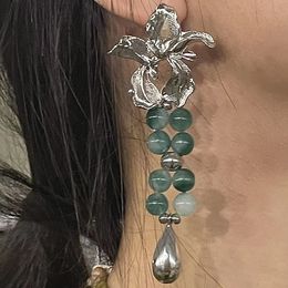 Pendientes colgantes de flores de plata Pendientes de diseñador de moda