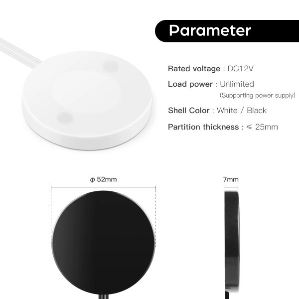 Penetrable Panel de madera de 25 mm Sensor táctil Control del interruptor de luz LED 12V-24 V 60W Control de barrido de mano Touch Dimmer Interruptor