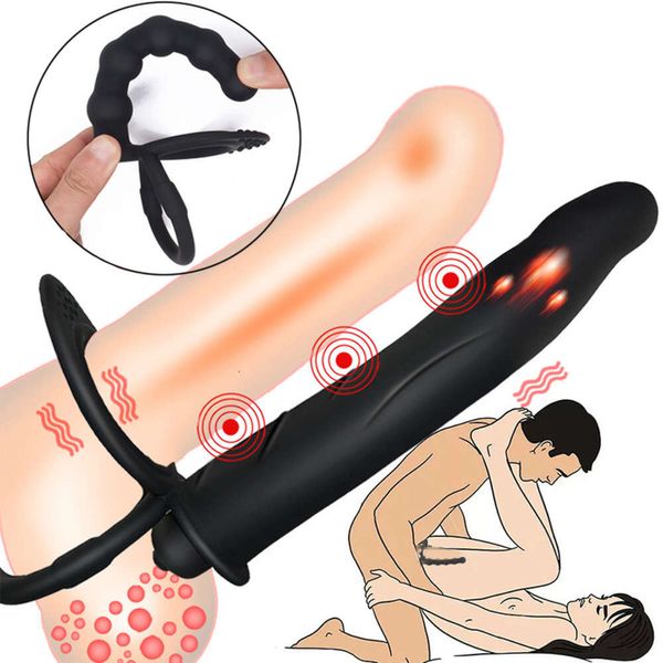 Vibrateurs de pénétration Double Silicone Sex Toys Gode Vibrateur Sangle Sur Pénis Butt Plug G Spot Prostate Masseur Homme Adulte Pour Couples 18+ 2024