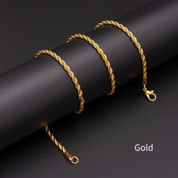 Pengkai chaîne collier torsion chaîne mode fer 24K couleur or bijoux collier Hiphop 3mm corde collier chaîne hommes femmes fille