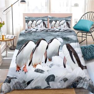 Pingouin motif animal mignon pour adulte adulte couverture couette de couette de neige décor de chambre à coucher