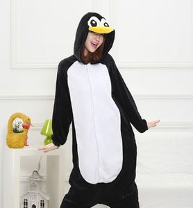 Penguin Flannel Otoño e Invierno Animales de dibujos animados de cosplay Pajamas para mujeres Pajama con capucha para adultos Onesie9939118