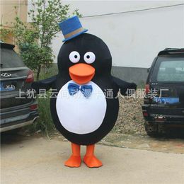 Costume de mascotte de pingouin Halloween fantaisie tenue pingouin Animal avec chapeau Costumes de mascotte de dessin animé taille adulte