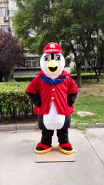 Disfraz de mascota pingüino con camisa roja, kits de personajes de dibujos animados de tamaño adulto personalizados, disfraz de Carnaval de mascota 41222