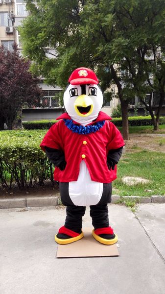 Costume de mascotte de pingouin avec chemise rouge, kits de personnages de dessin animé personnalisés, taille adulte, costume de carnaval 41222