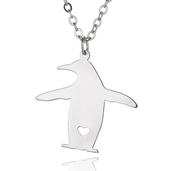 Collar con colgante de pingüino, cadena de eslabones con dije de animales de acero inoxidable, joyería para mujeres y hombres, regalos para niños al por mayor