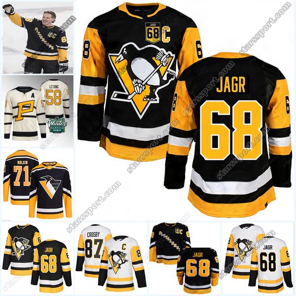 Pingüinos 68 Jaromir Jagr Patch 65 Erik Karlsson Jerseys''Pittsburgh''nHl''Clásico de invierno 58 Kris Letang 59 Jake Guentzel Evgeni Malkin Crosby Tristan Jarry